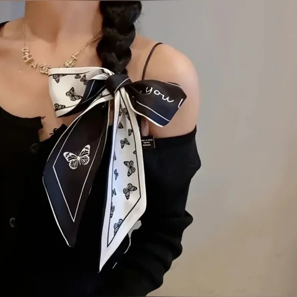 5pcs. Satin Floral Twillys/Scarves Butterflies - Picture 3 of 8